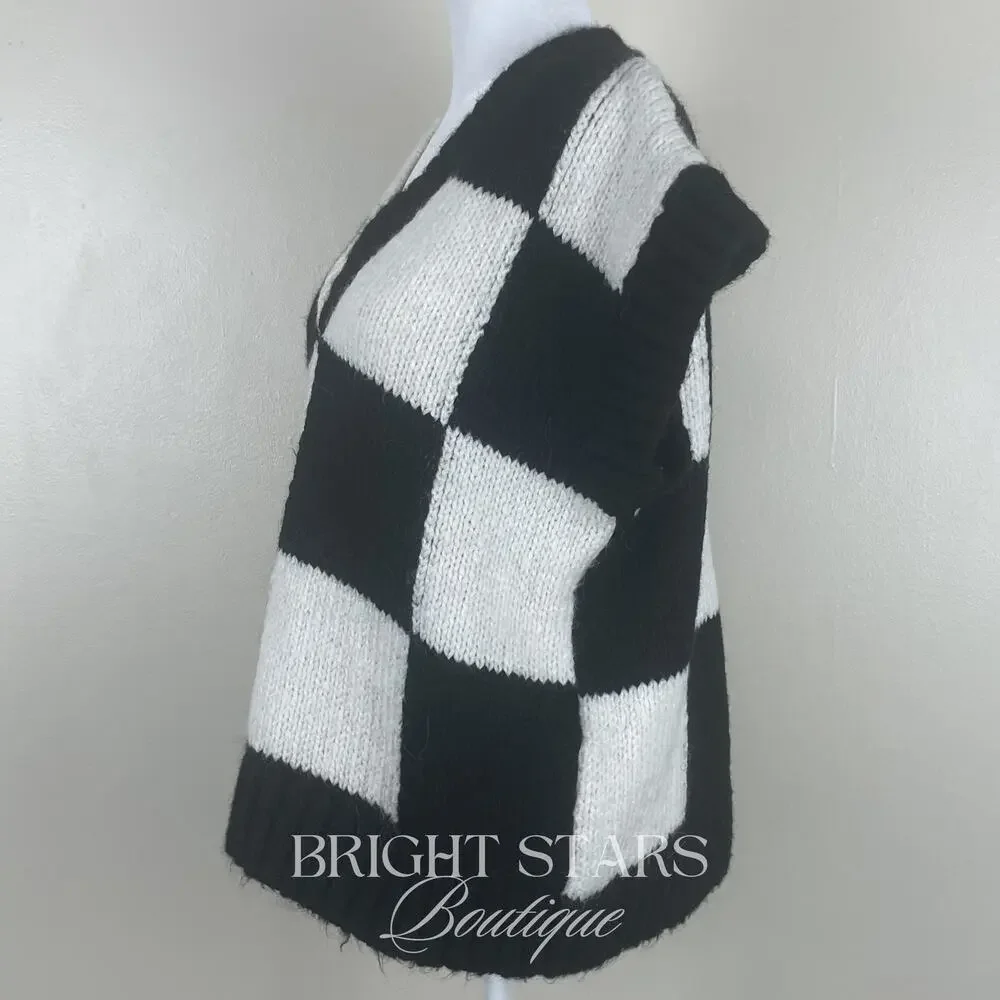 Rare Checkerboard Sweater Vest ASO Wednesday Addams Black White Cosplay